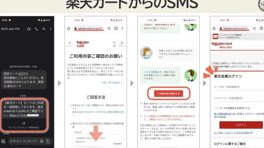 【本物】クレジットカードで「決済エラー」になって「利用覚えあり」を選択した(楽天カードからのSMS) 1 e38090e69cace789a9e38091e382afe383ace382b8e38383e38388e382abe383bce38389e381a7e3808ce6b1bae6b888e382a8e383a9e383bce3808de381abe381aa