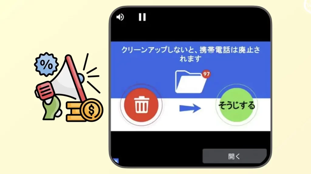 急にスマホから警告音? 「クリーンアップしないと、携帯電話は廃止されます」という迷惑なアプリ広告 1 e680a5e381abe382b9e3839ee3839be3818be38289e8ada6e5918ae99fb3efbc9f e3808ce382afe383aae383bce383b3e382a2e38383e38397e38197e381aae38184