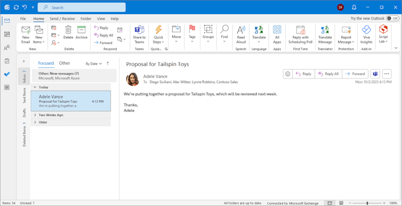 outlook windows ribbon