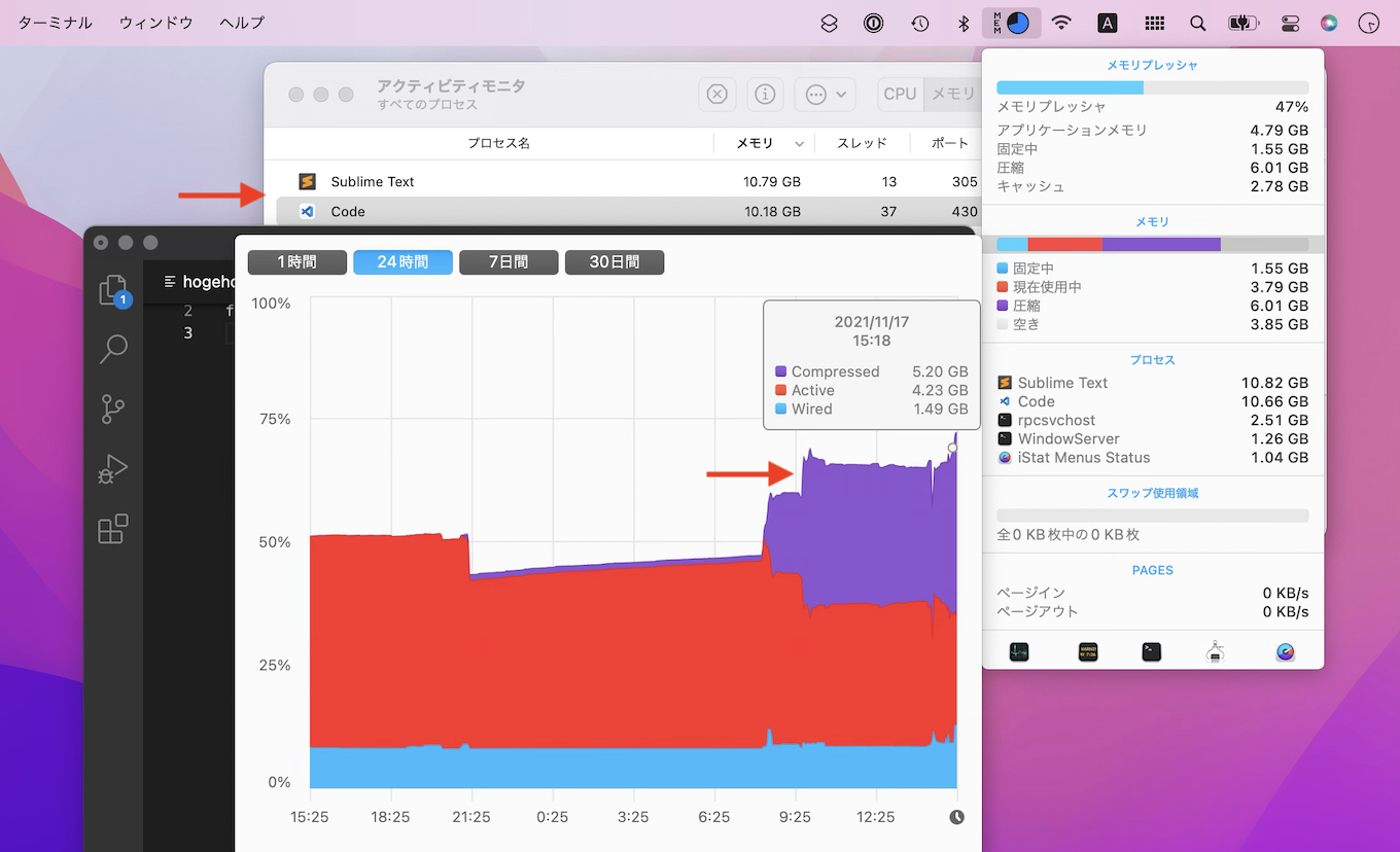 macOS12 Monterey Memory leak VScode and Sublime